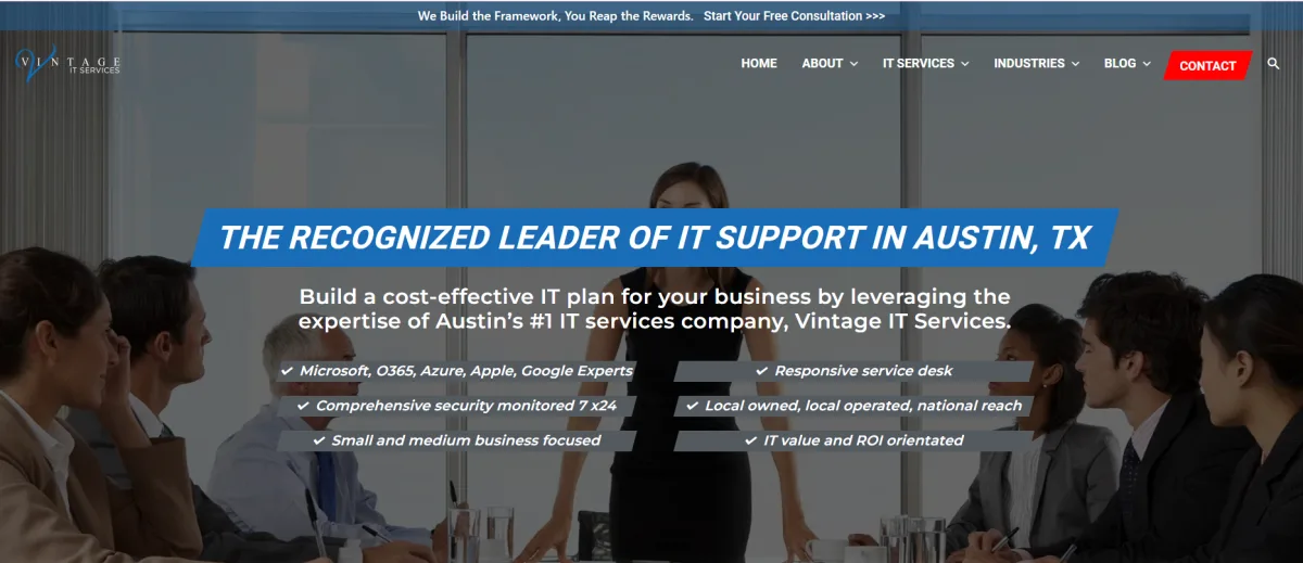 Vintage IT Services managed IT in Austin — homepage