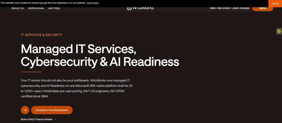 VirtuWorks managed IT services in Miami, hospitality support homepage