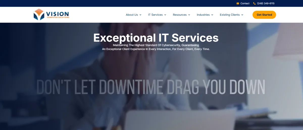 Vision Computer Solutions homepage — Metro Detroit managed IT services provider since 1995