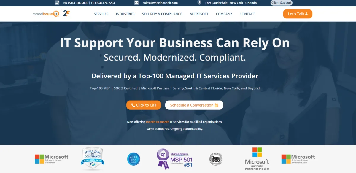 WheelHouse IT legal IT support Miami homepage