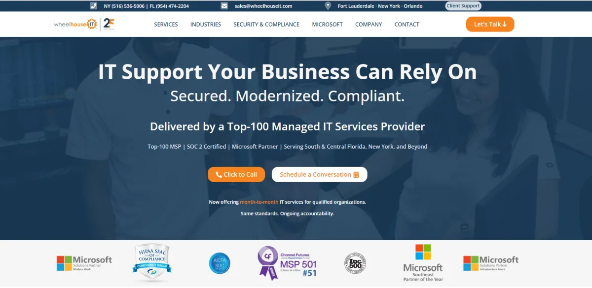 WheelHouse IT managed services for Miami real estate - homepage
