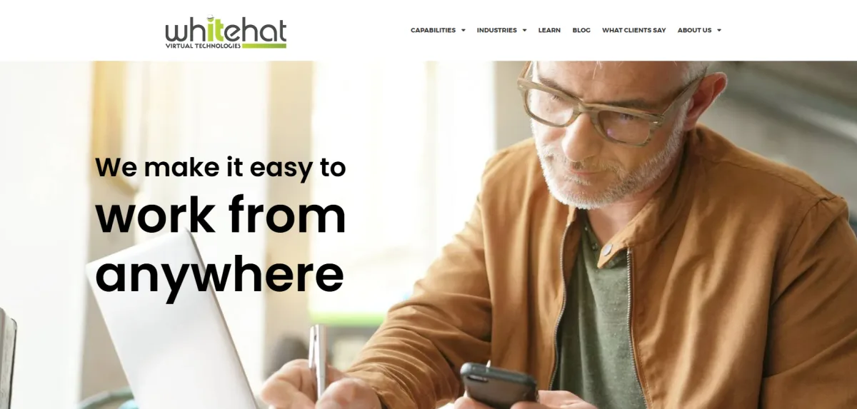 Whitehat Virtual Technologies managed IT services Austin homepage screenshot