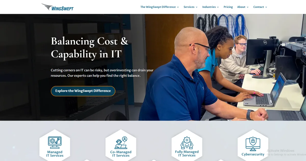 WingSwept managed IT services for government contractors Raleigh NC — homepage
