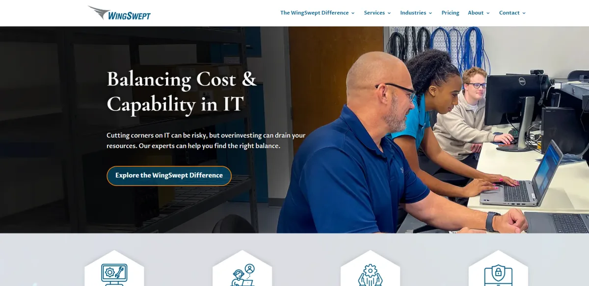 WingSwept managed IT services Garner NC Triangle MSP homepage screenshot