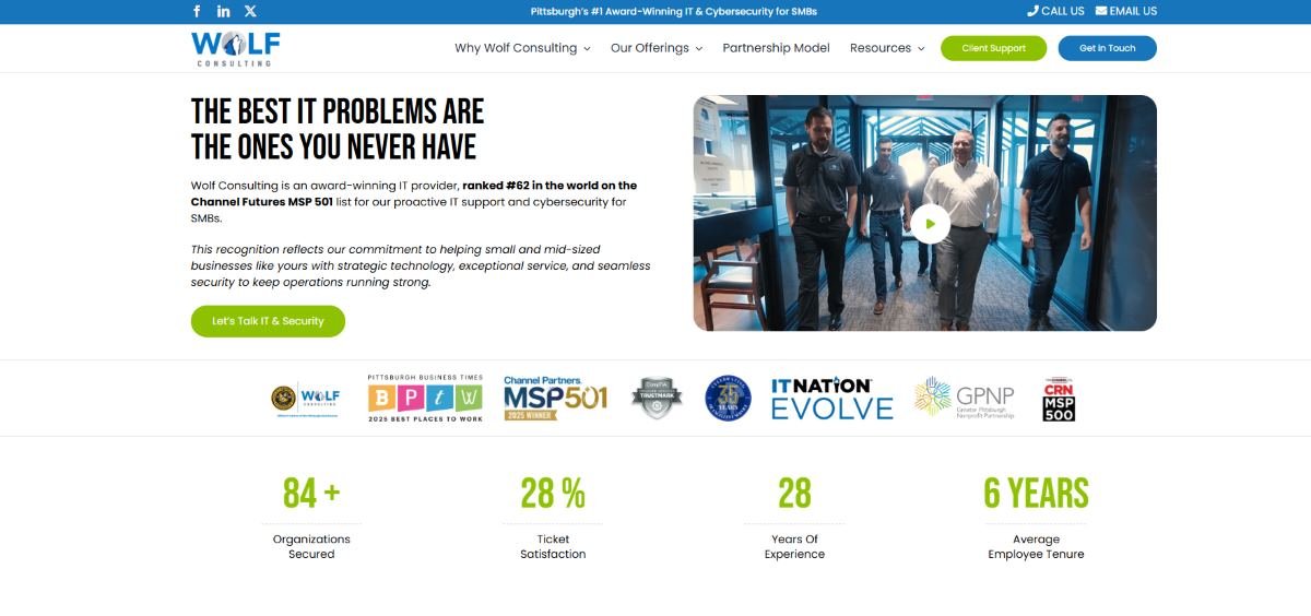 Wolf Consulting managed IT services energy Pittsburgh PA homepage