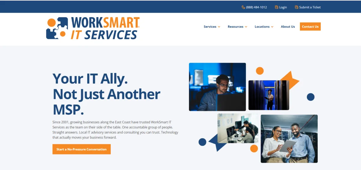 WorkSmart managed IT services in Raleigh, homepage