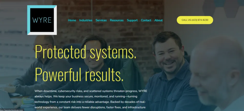 WYRE Technology managed IT Chattanooga manufacturing homepage screenshot