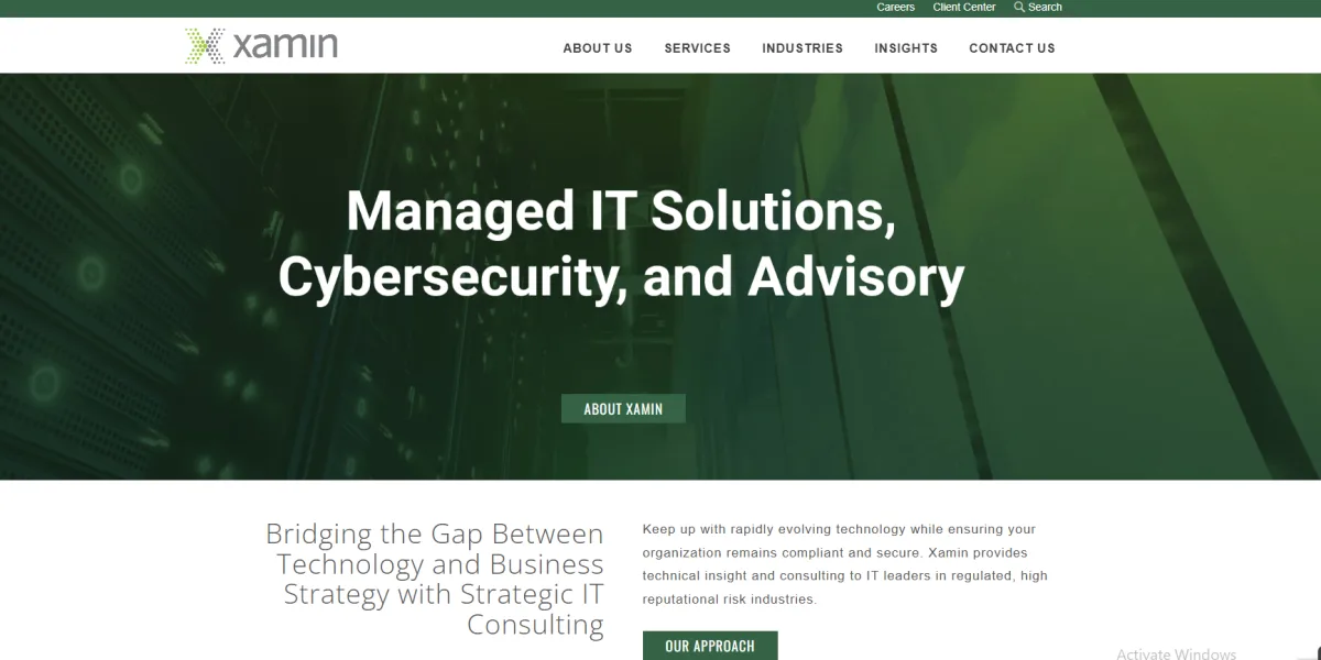Xamin managed IT financial institutions Chicago homepage