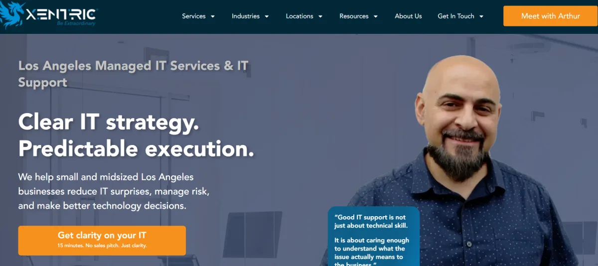 Xentric Solutions homepage — law firm IT support provider in Woodland Hills, San Fernando Valley