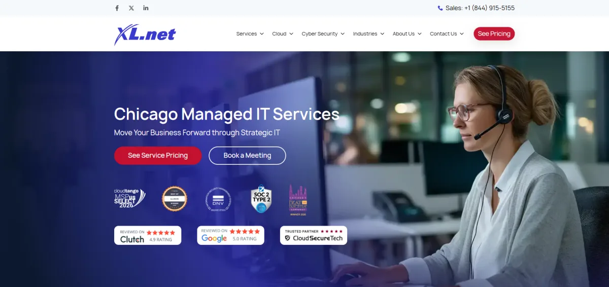 XL.net IT services provider Midwest logistics homepage