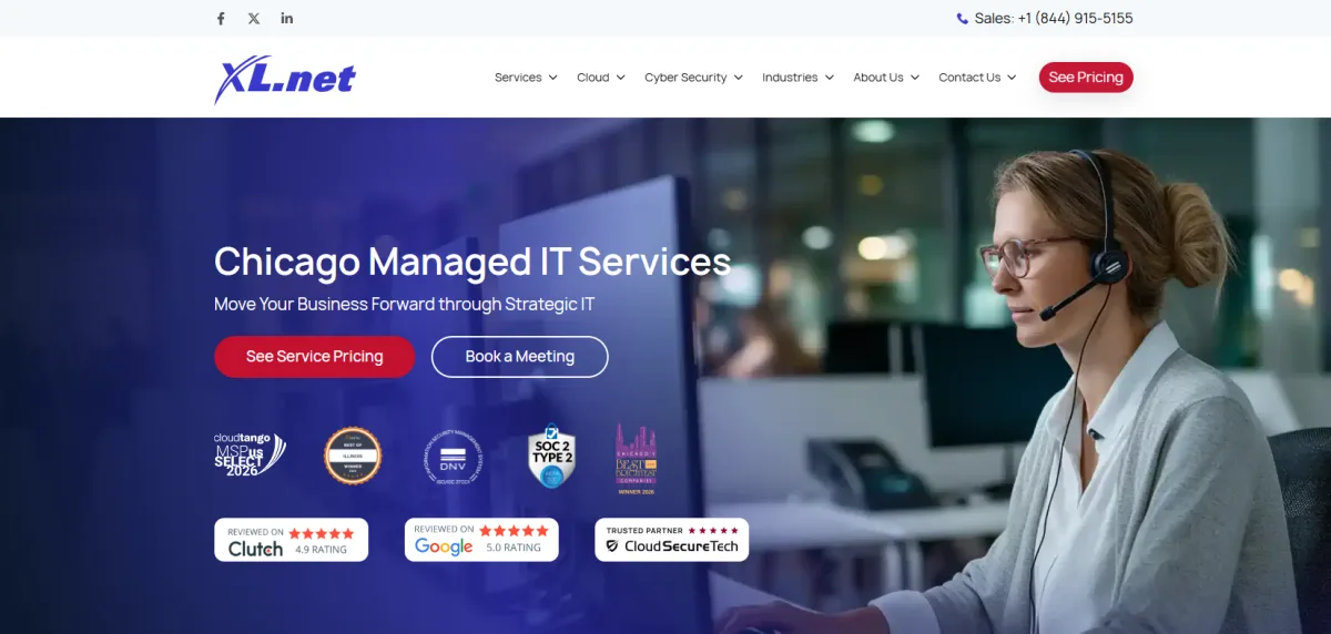 XL.net multi-office managed IT services in Chicago — homepage