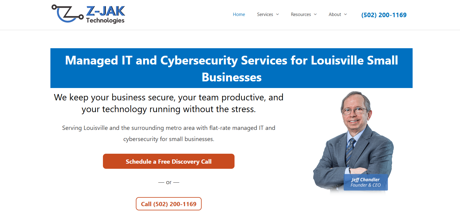 Z-JAK Technologies IT support Louisville — homepage