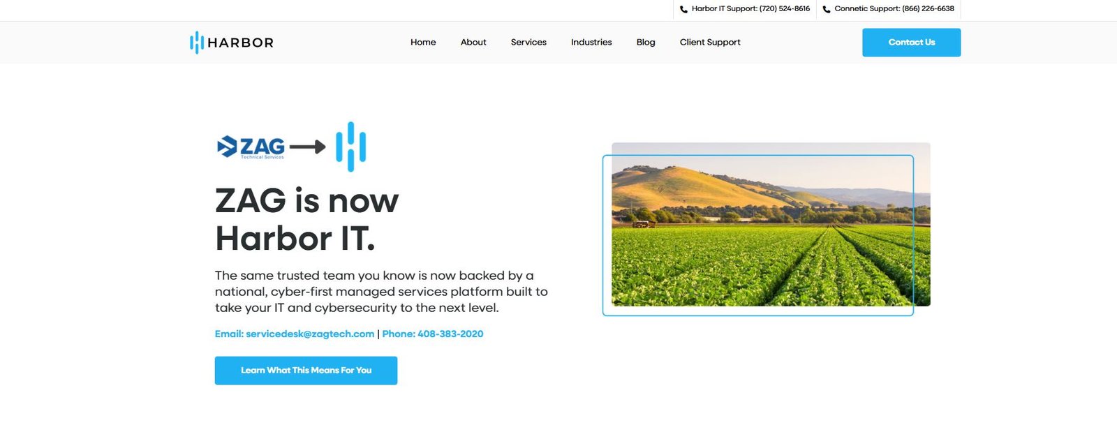 ZAG Technical Services managed IT services for agriculture and food production homepage screenshot