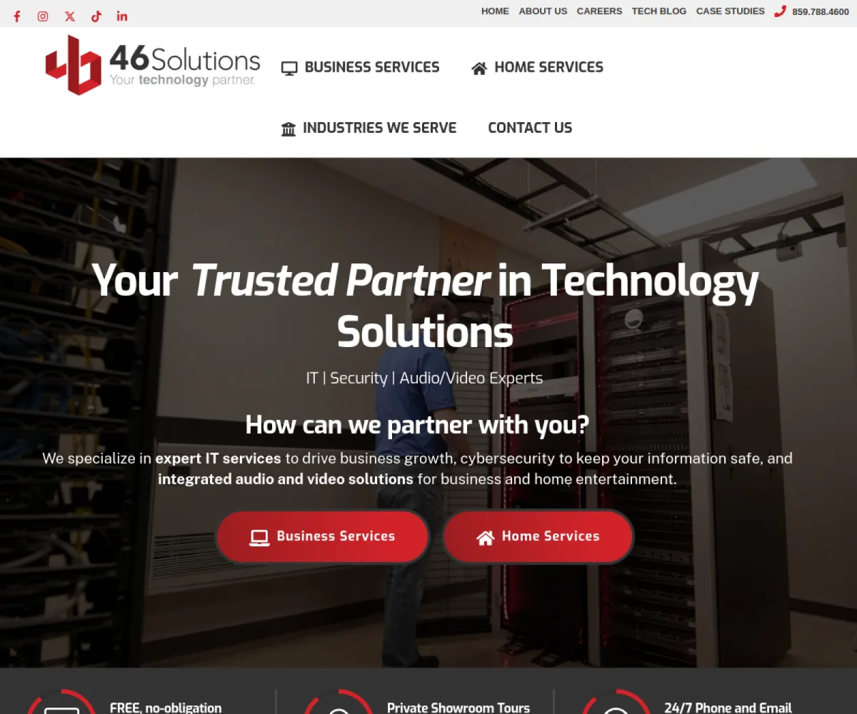 46Solutions Lexington KY IT security and audio video technology partner homepage