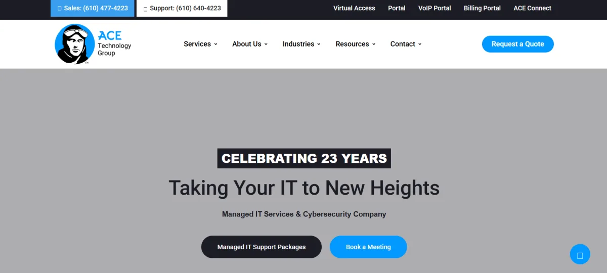 Ace Technology Group managed IT services homepage