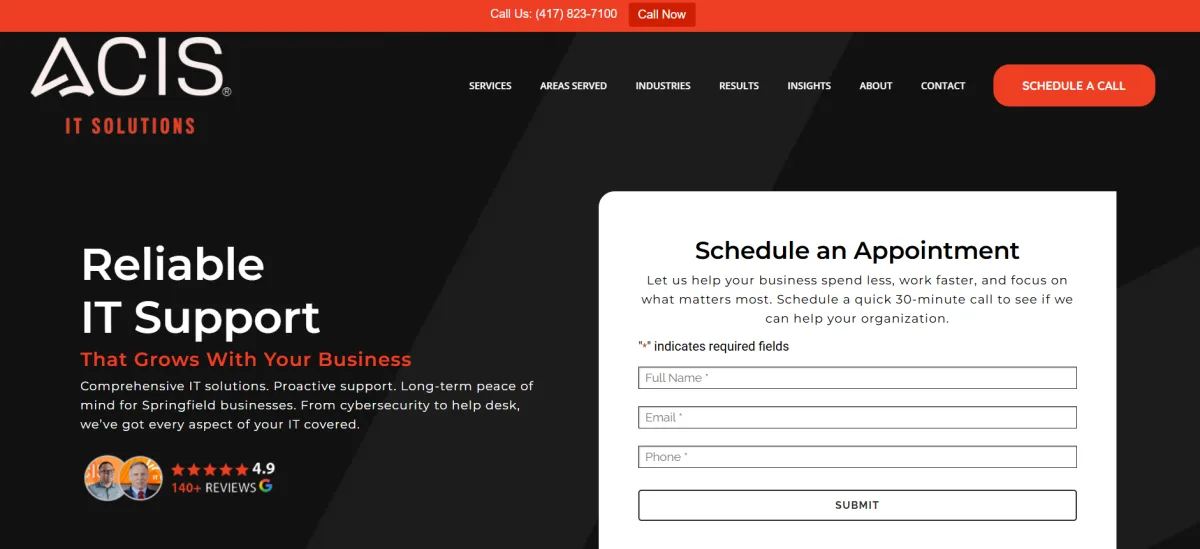 ACIS IT Solutions managed IT services Springfield Missouri homepage