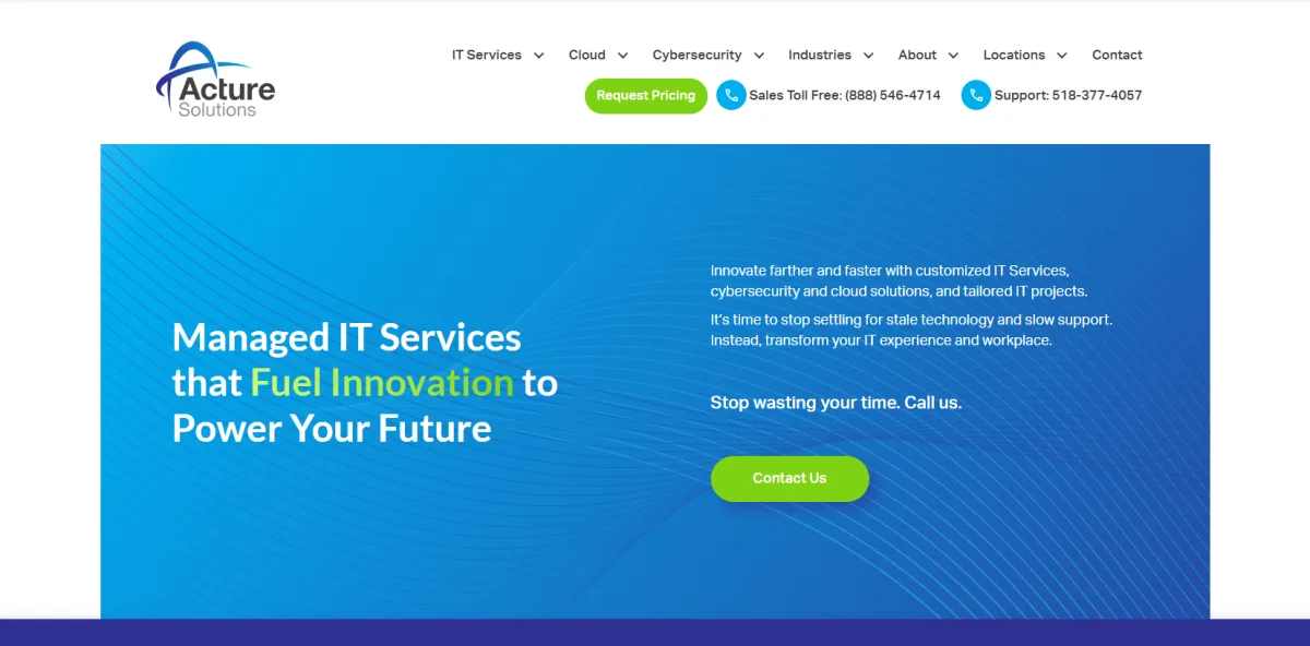Acture Solutions Albany NY managed IT and regulated-sector homepage