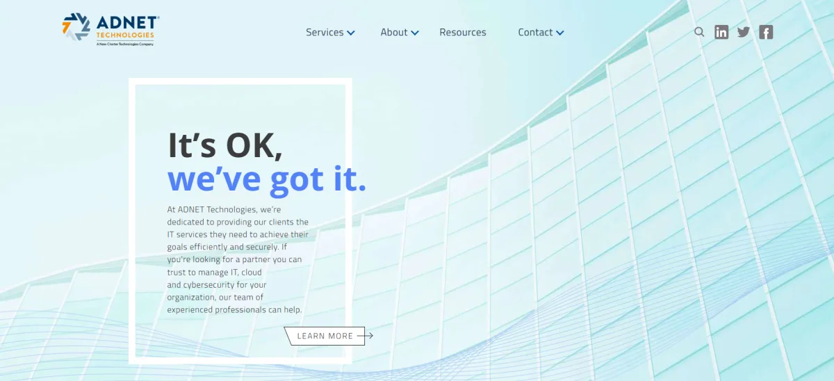 ADNET Technologies SOC 2 managed IT Rocky Hill CT homepage