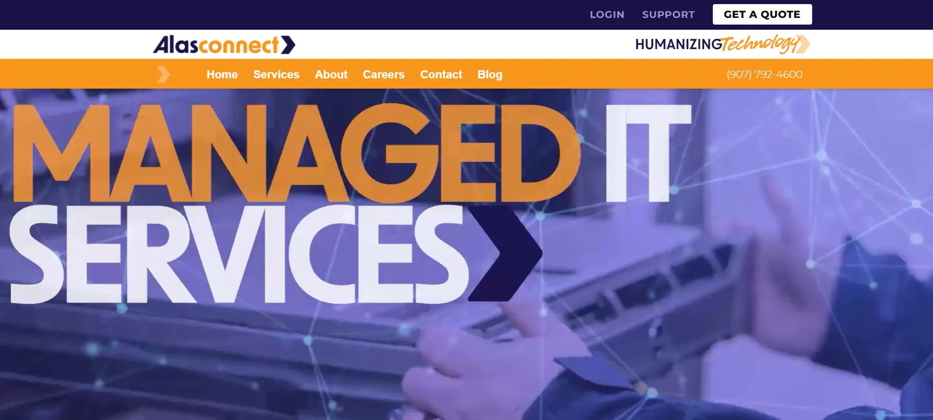 Alasconnect managed IT services Anchorage homepage