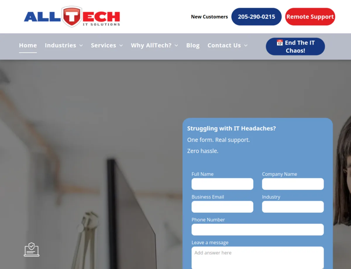 AllTech IT Solutions cybersecurity financial Birmingham AL homepage