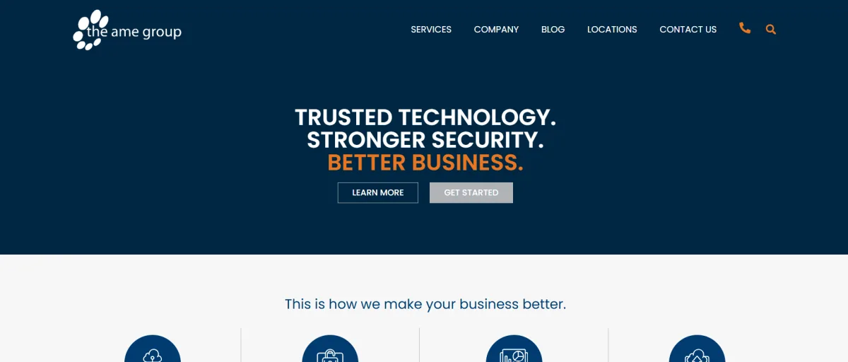 The AME Group managed IT and security services homepage Lexington Kentucky