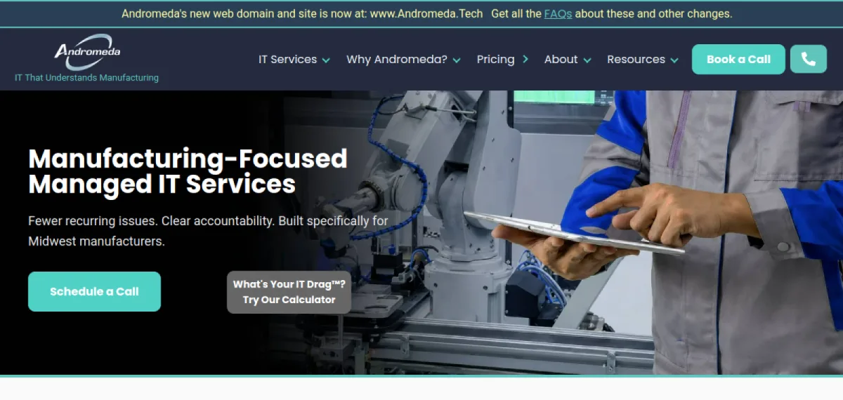 Andromeda Technology Solutions manufacturing IT services Grand Rapids homepage