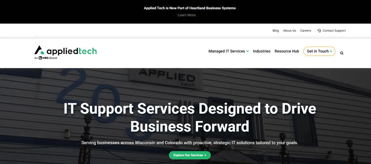 Applied Tech managed IT services Madison WI financial services homepage