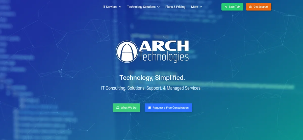 Arch Tech LLC managed IT services Savannah homepage