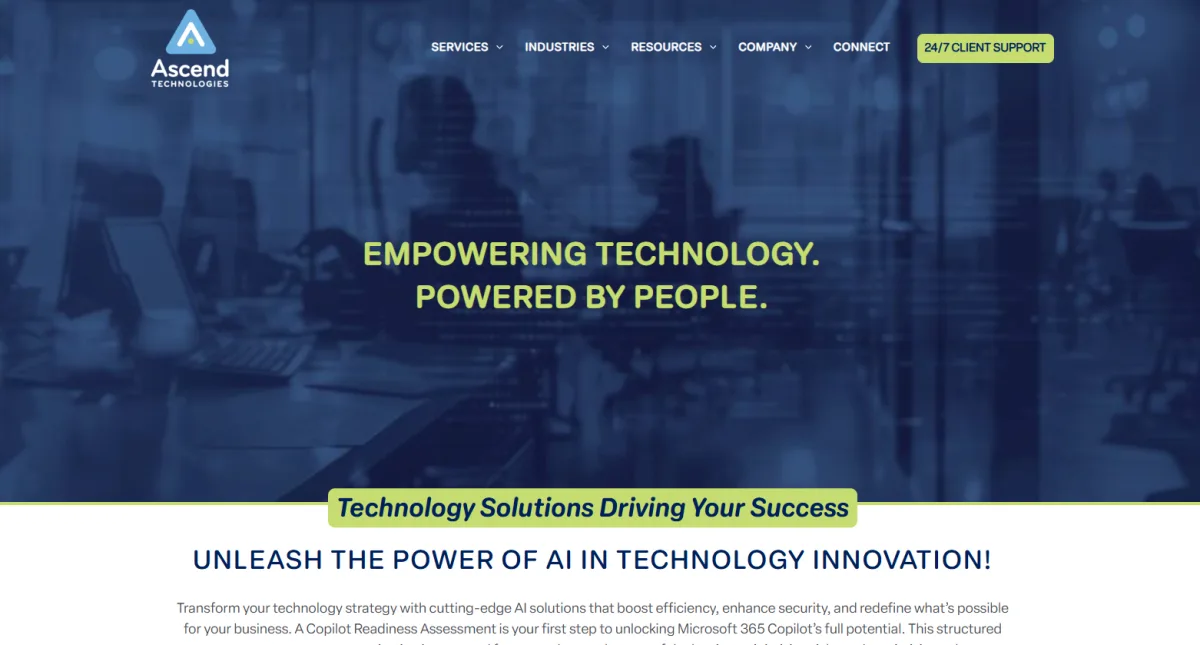 Ascend Technologies managed IT services manufacturing Little Rock Arkansas homepage