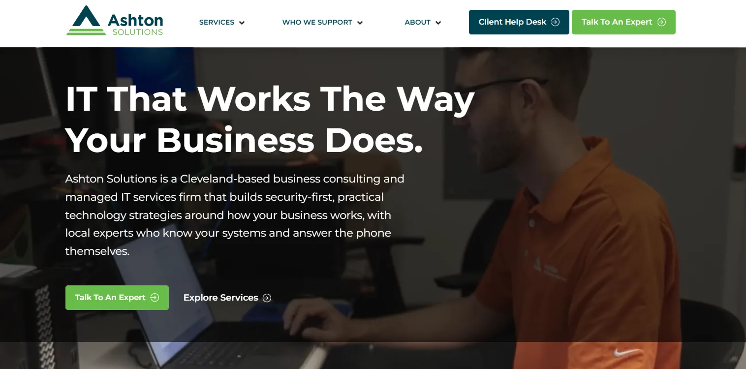Ashton Solutions managed IT for legal firms Akron homepage