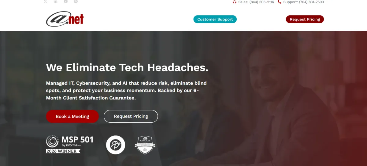AT-NET managed IT services physical security Columbia SC homepage