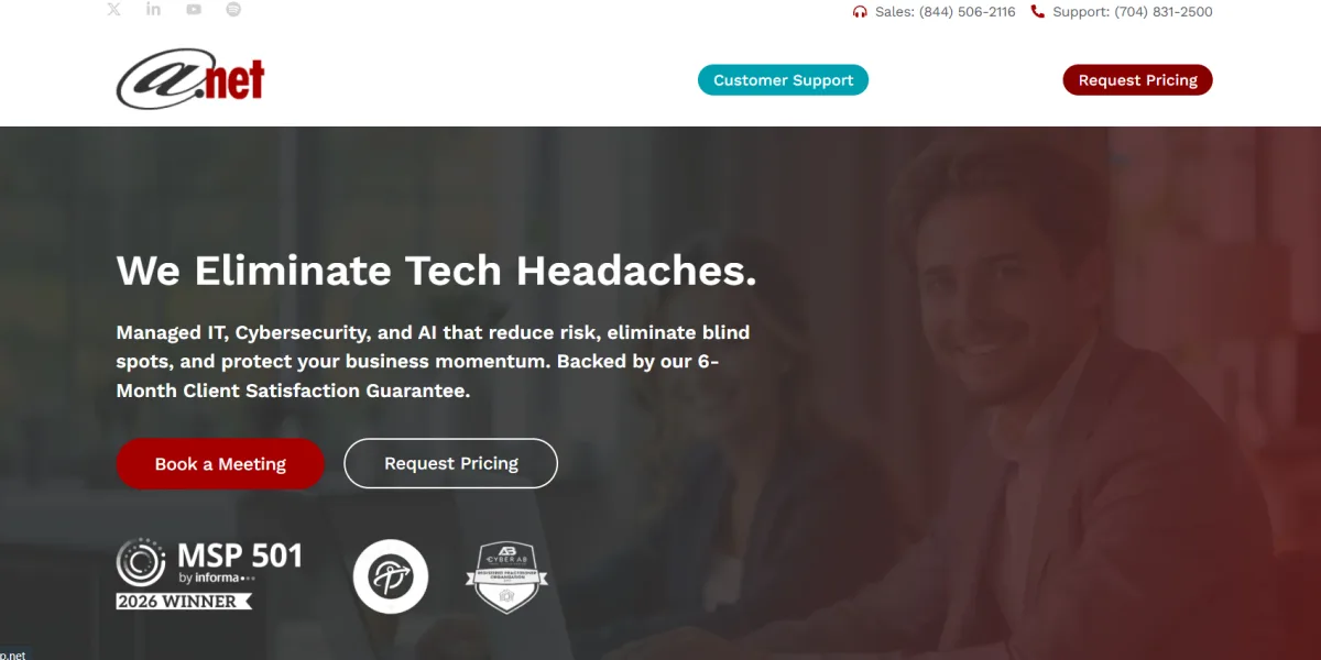AT-NET Services managed IT Columbia SC homepage