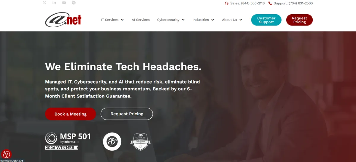 AT-NET Services managed IT for manufacturing Columbia SC homepage