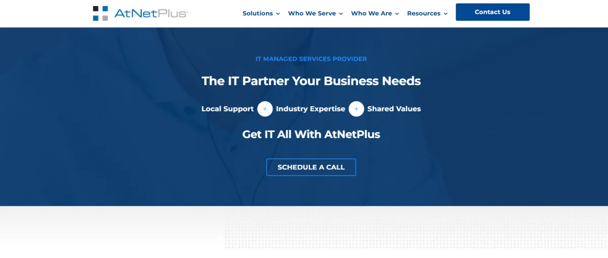 AtNetPlus managed IT services for manufacturers in Akron Ohio homepage