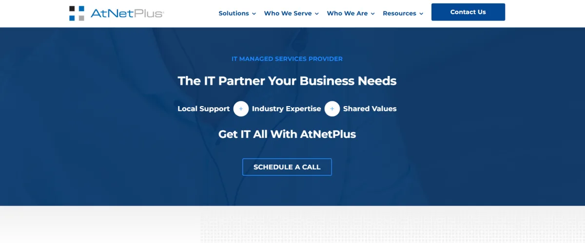 AtNetPlus managed IT services Stow Ohio homepage