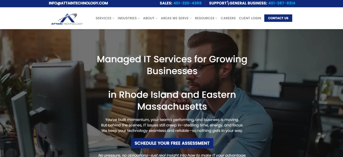 Attain Technology managed IT services for Rhode Island and Eastern Massachusetts homepage, Providence RI