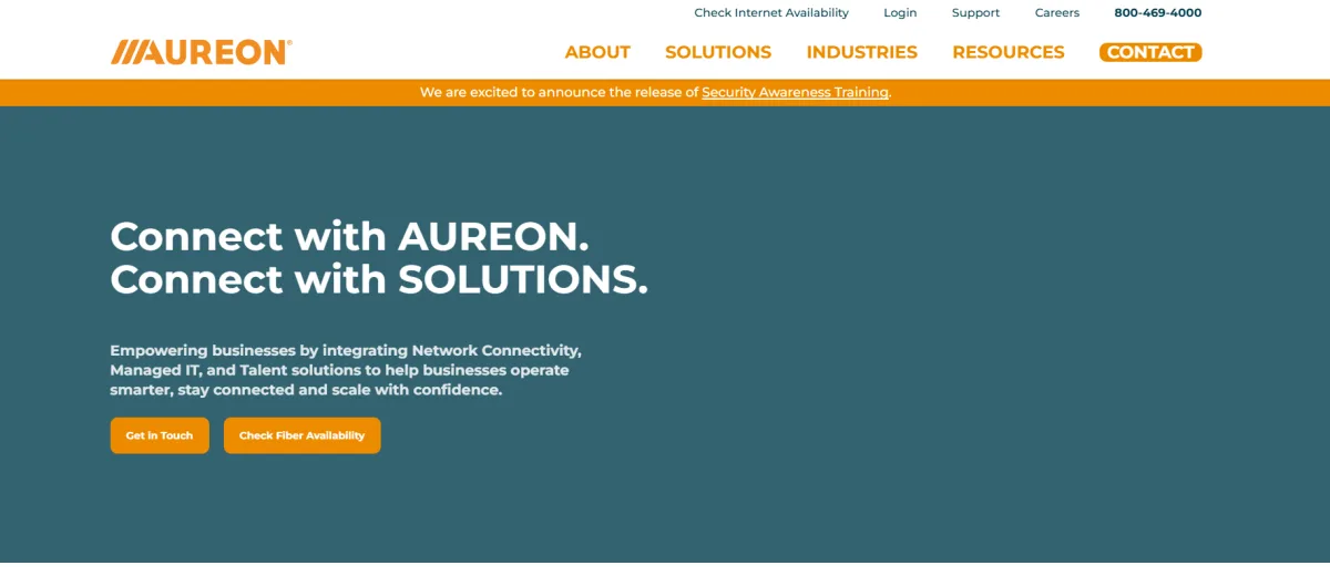Aureon managed IT banking finance Des Moines Iowa homepage