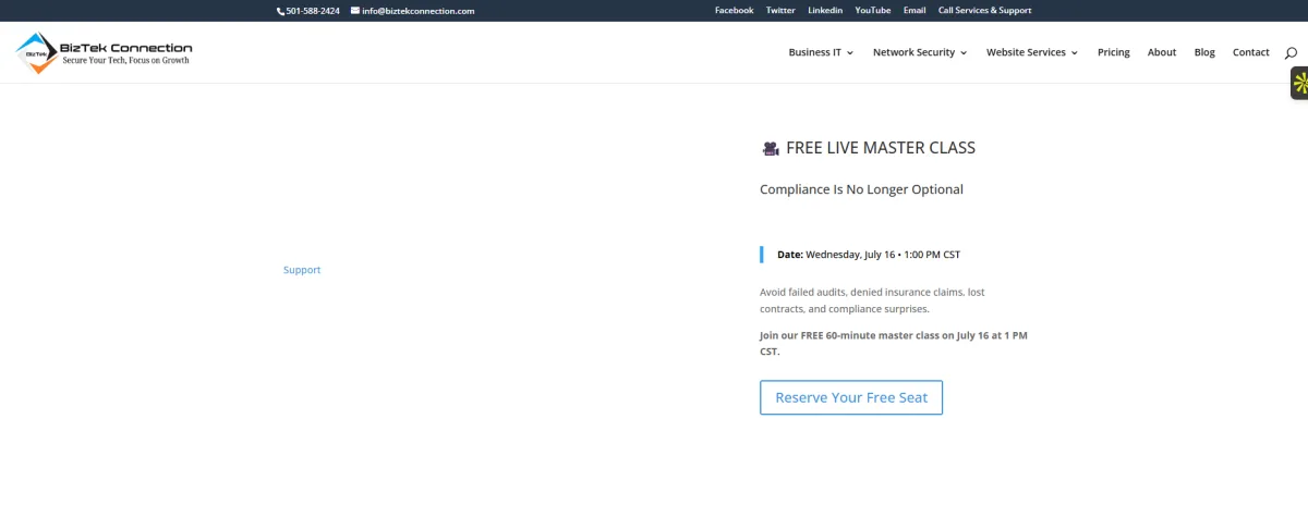 BizTek Connection North Little Rock Arkansas managed IT and compliance homepage
