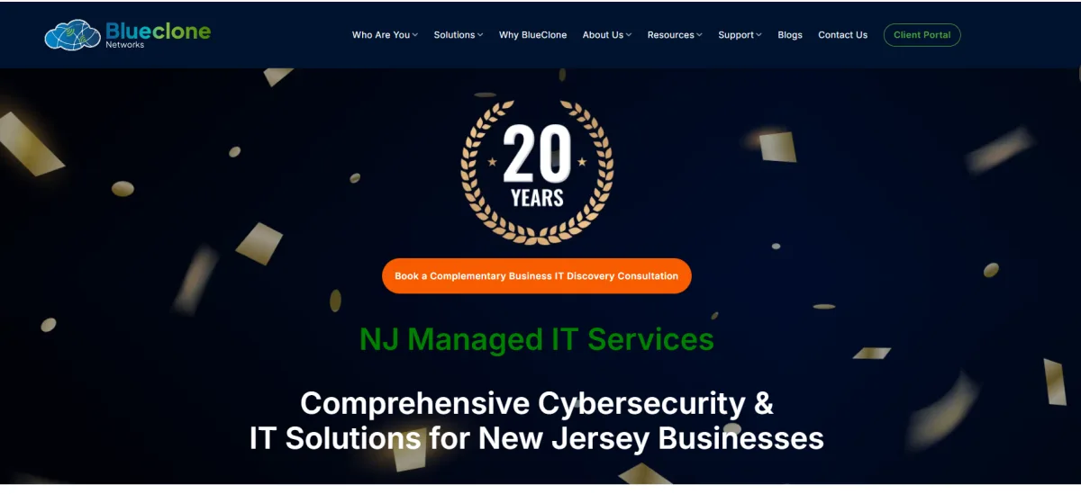 Blueclone Networks New Jersey managed IT and cybersecurity homepage serving legal and financial practices near Trenton NJ