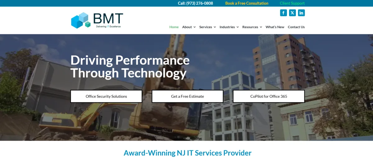 BMT Business Machine Technologies award-winning New Jersey IT services homepage serving legal and accounting firms in Mercer County