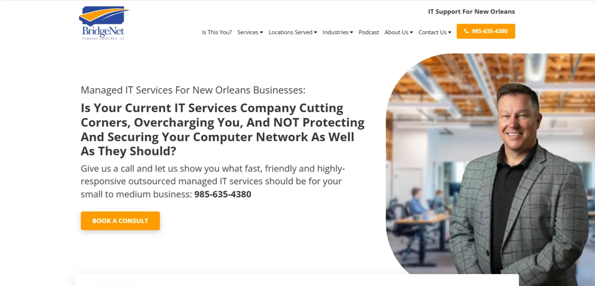 BridgeNet Technology Consultants managed IT for construction in New Orleans — homepage