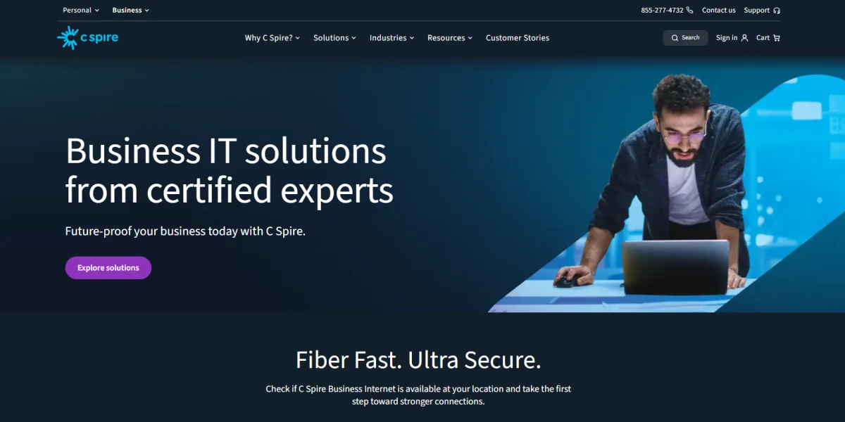 C Spire Business managed IT for manufacturing Birmingham AL homepage