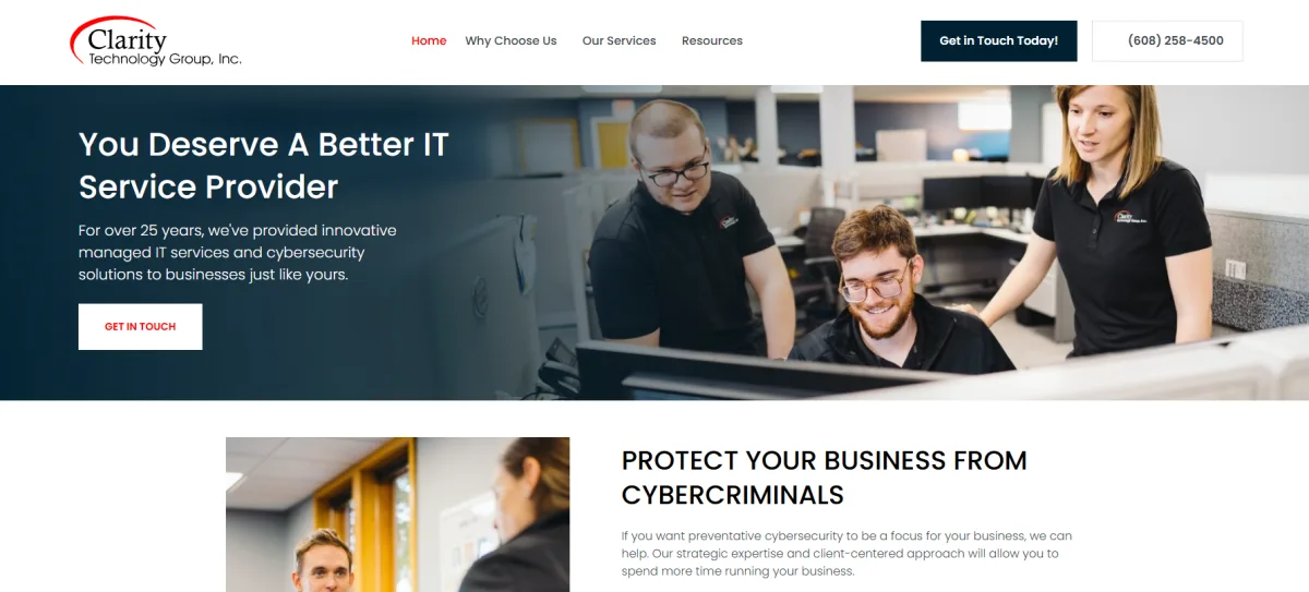 Clarity Technology Group IT services in Madison WI homepage