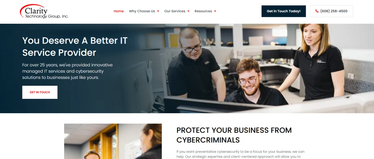 Clarity Technology Group managed IT Madison homepage