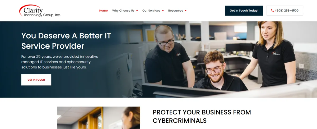 Clarity Technology Group Madison WI IT consulting homepage