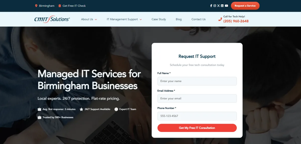 CMIT Solutions Birmingham AL financial managed IT support homepage