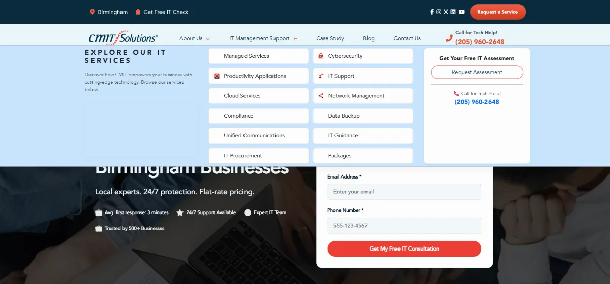 CMIT Solutions Birmingham managed IT services homepage