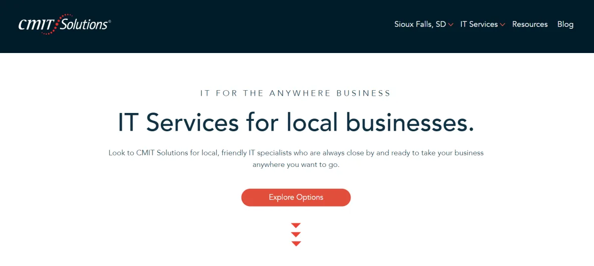 CMIT Solutions IT services for local businesses homepage, Sioux Falls SD