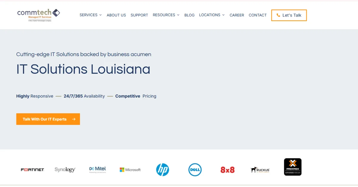 CommTech managed IT services tourism New Orleans homepage