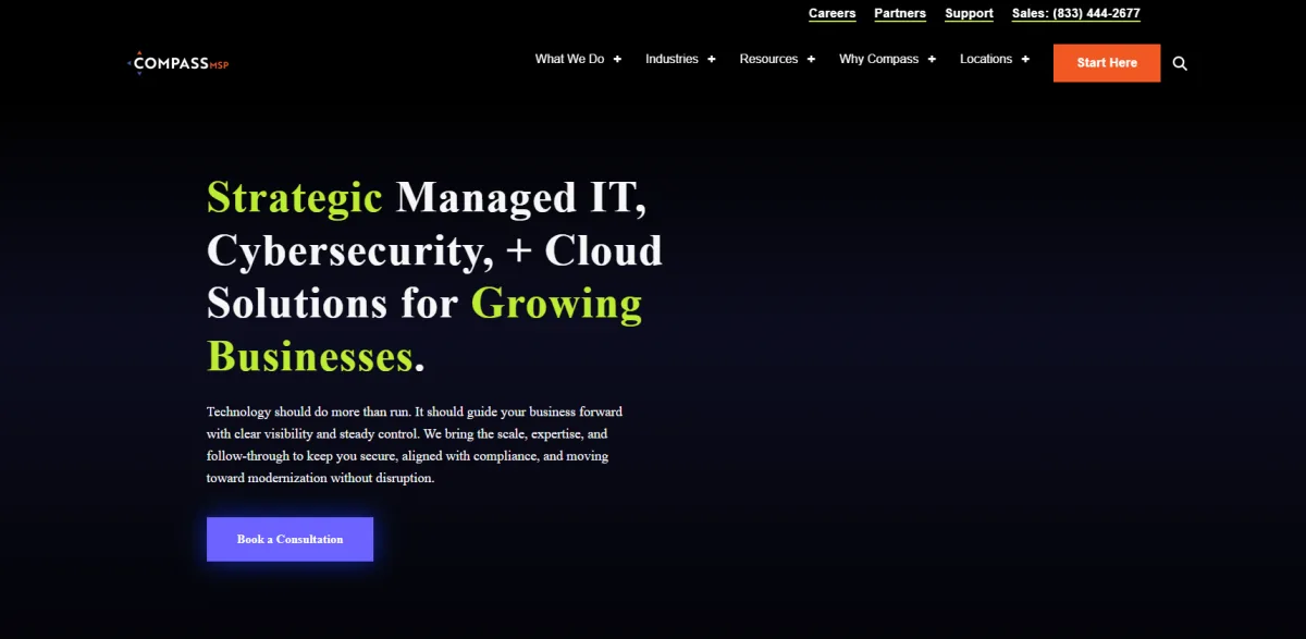 CompassMSP Princeton NJ managed IT cybersecurity and cloud solutions homepage